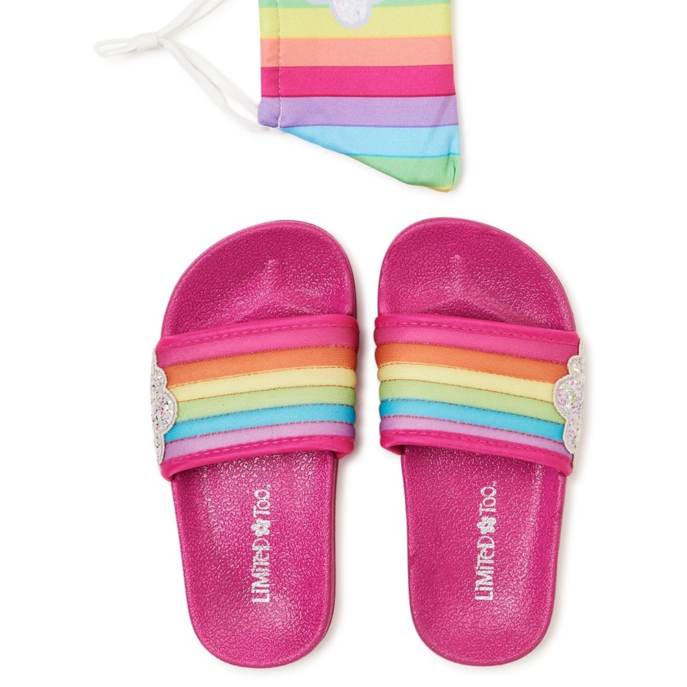 NWT👡 Limited Too Pink Rainbow Mask & Slide Set (Little Girl & Big Girl) SZ-13/1